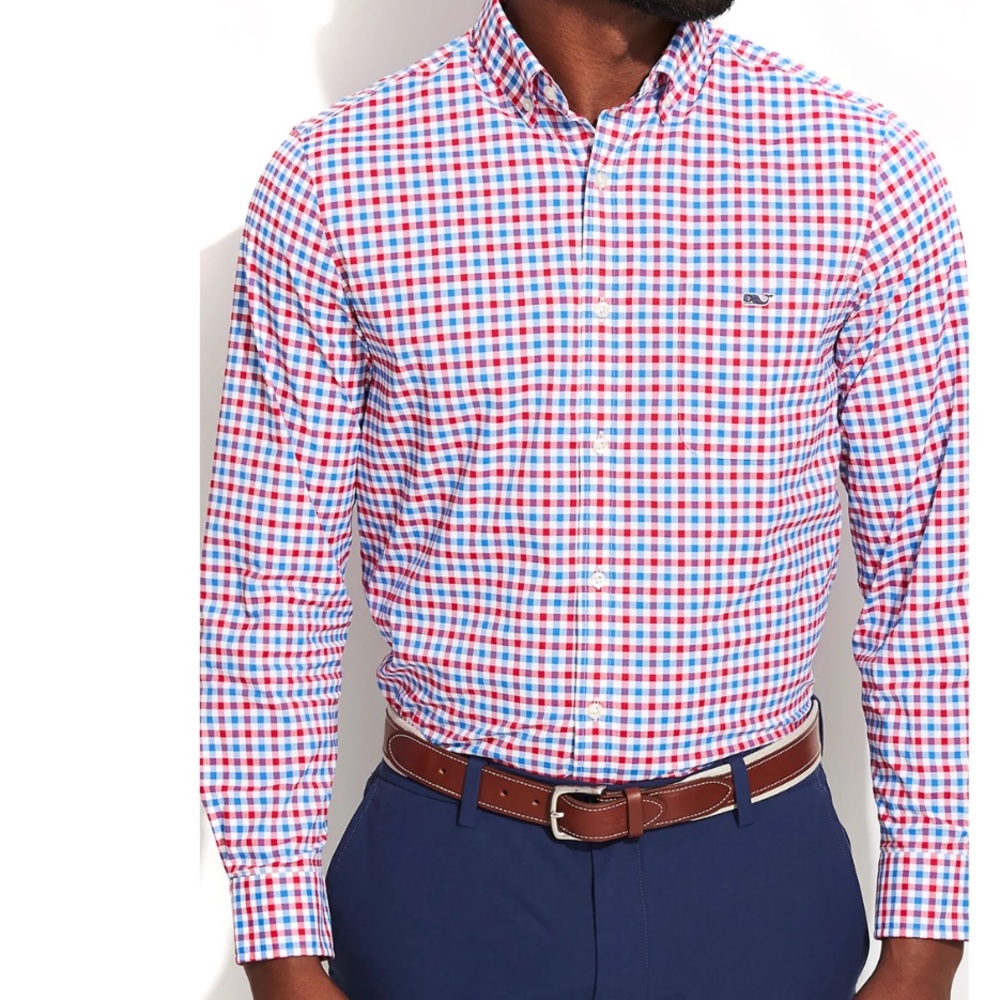 Vineyard Vines Performance Cotton Gingham Shirt